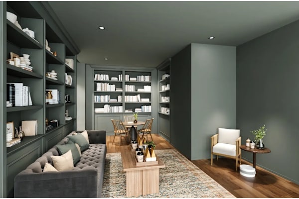 Modern living room at Twenty Fair Apartments, Connecticut, 06511